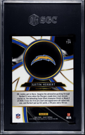 2020 Panini Select Justin Herbert Turbocharged Rookie #T25 back