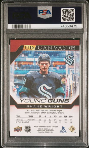 Shane Wright 2022-23 Upper Deck Young Guns Canvas Rookie Card PSA 10 back