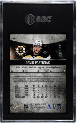 2021 Metal Universe David Pastrnak Precious Metal Gems #55 SGC 8.5 back