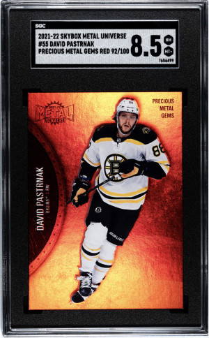 2021 Metal Universe David Pastrnak Precious Metal Gems #55 SGC 8.5 front