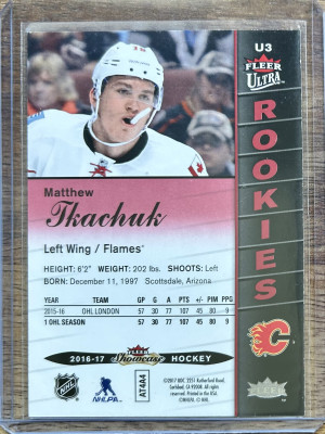 2016-17 Matthew Tkachuk Fleer Ultra RUBY RED Rookie RC 01/99 back