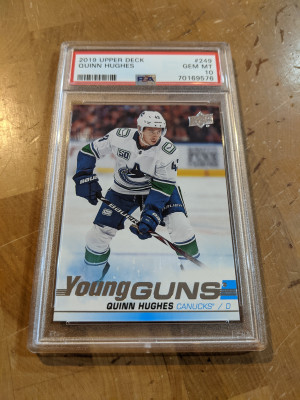 19-20 UD Young Guns Quinn Hughes #249 PSA 10 front