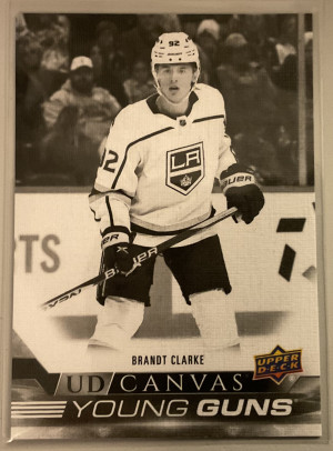 22-23 UD Canvas Young Guns #C226 Brandt Clarke Black & White front