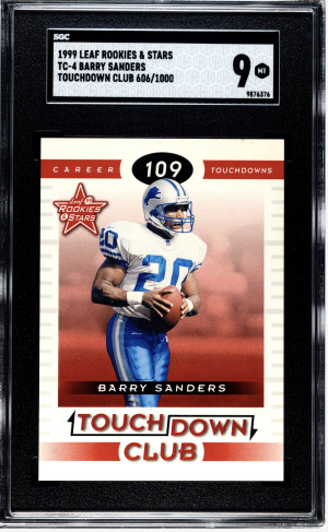 1999 Leaf Rookies and Stars Barry Sanders Touchdown Club #TC-4 /1000 SGC 9 front