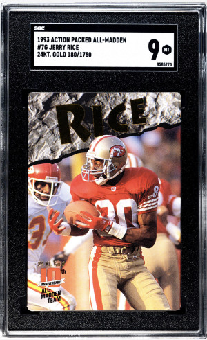 1993 Action Packed All-Madden Jerry Rice 24KT. Gold /1750 #7G SGC 9 front