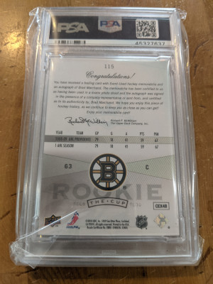 09-10 The Cup RPA Brad Marchand PSA 8 back