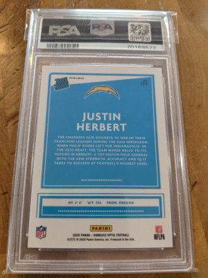 2020 Optic Holo Pink Justin Herbert PSA 10 back