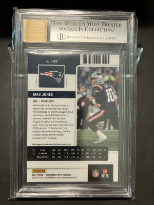 2021 Contenders Optic RC Mac Jones Auto Rookie Card #109 Patriots BGS 9/9 back