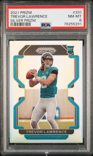 2021 Prizm Silver #331 Trevor Lawerence RC PSA 8 front