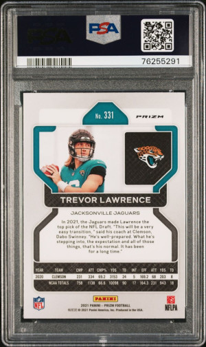 2021 Prizm Silver #331 Trevor Lawerence RC PSA 8 back