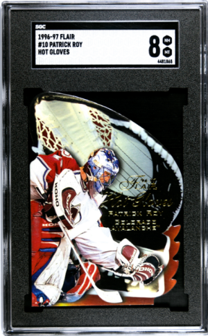 1996 Flair Patrick Roy Hot Gloves #10 SGC 8 front