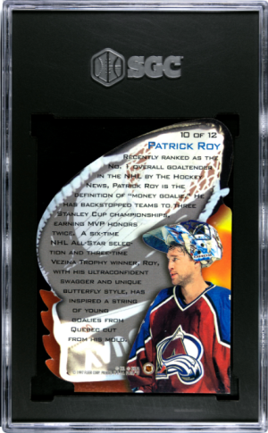 1996 Flair Patrick Roy Hot Gloves #10 SGC 8 back