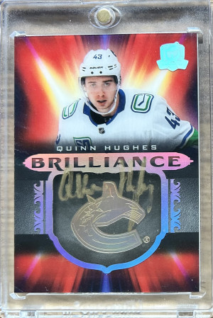 2019-20 UD THE CUP BRILLIANCE ROOKIE AUTOGRAPH AUTO QUINN HUGHES front
