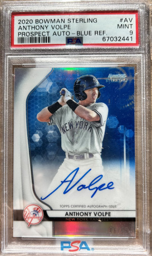 2020 ANTHONY VOLPE BOWMAN STERLING PROSPECT AUTO AV GOLD REFRACTOR /50 PSA 9 front