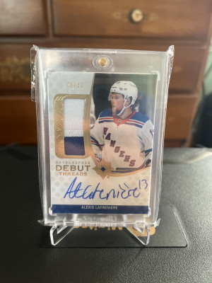 Alexis Lafreniere Autographed Debut Threads /49 front