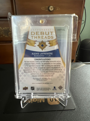 Alexis Lafreniere Autographed Debut Threads /49 back