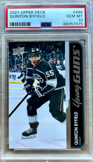 2021-22 Upper Deck Quinton Byfield Young Guns #489 PSA 10 front