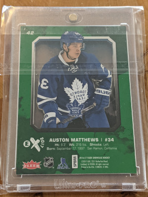 16-17 Fleer Showcase Auston Matthews EX-2017 Rookie Insert back