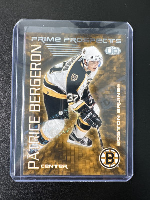 2003-04 HEADS UP PATRICE BERGERON ROOKIE PRIME PROSPECTS HOBBY LTD #ed 161/175 front