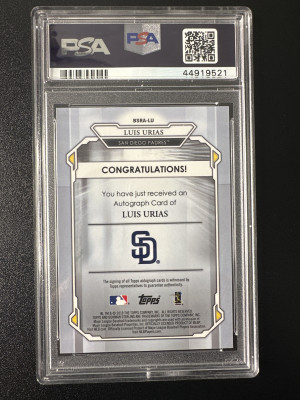 2019 Bowman Sterling Orange Refractor /75 Luis Urias LU Rookie Auto PSA 10 back