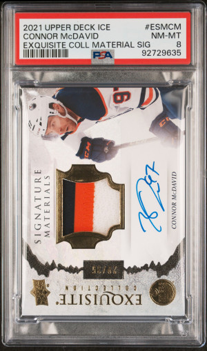 2021 Upper Deck Ice Exquisite Collection Material Signatures Connor Mcdavid Exquisite Coll.material Sig. front