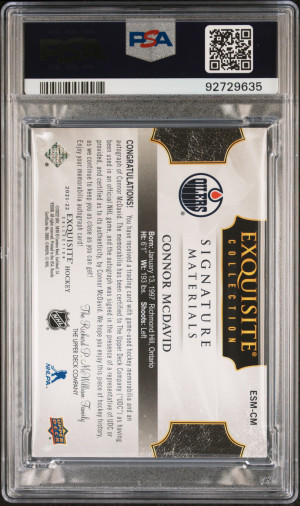 2021 Upper Deck Ice Exquisite Collection Material Signatures Connor Mcdavid Exquisite Coll.material Sig. back